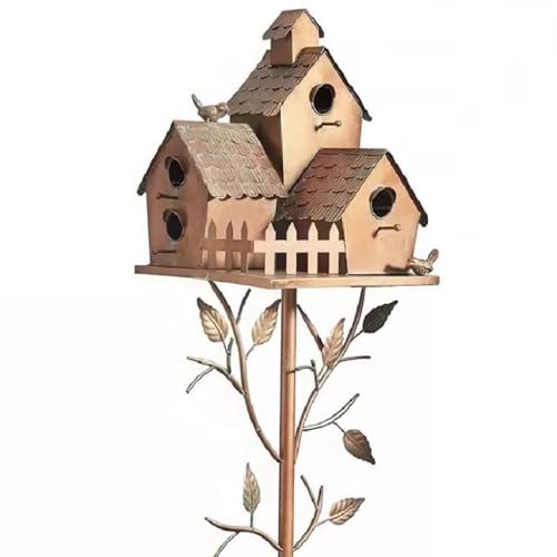 Birdhouse Garden Stakes,Copper Birdhouse Poles,Large Bird Houses,Bird House Stakes,Patio Yard Decor, for Outside Backyard Terrace Patio Outdoor Garden Decoration