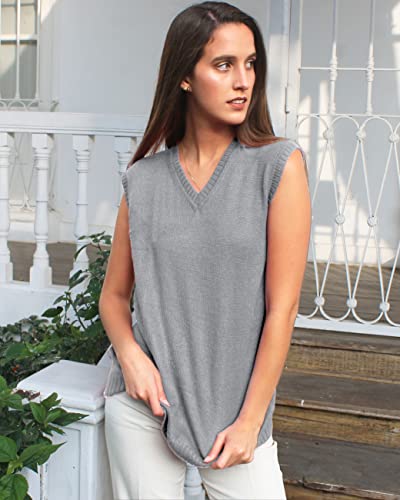 Image of TINKUY Peru Women's Alpaca Wool V-Neck Sweater Vest - Soft Knitted Pullover - Authentic Peruvian Wool - Sizes S-2XL