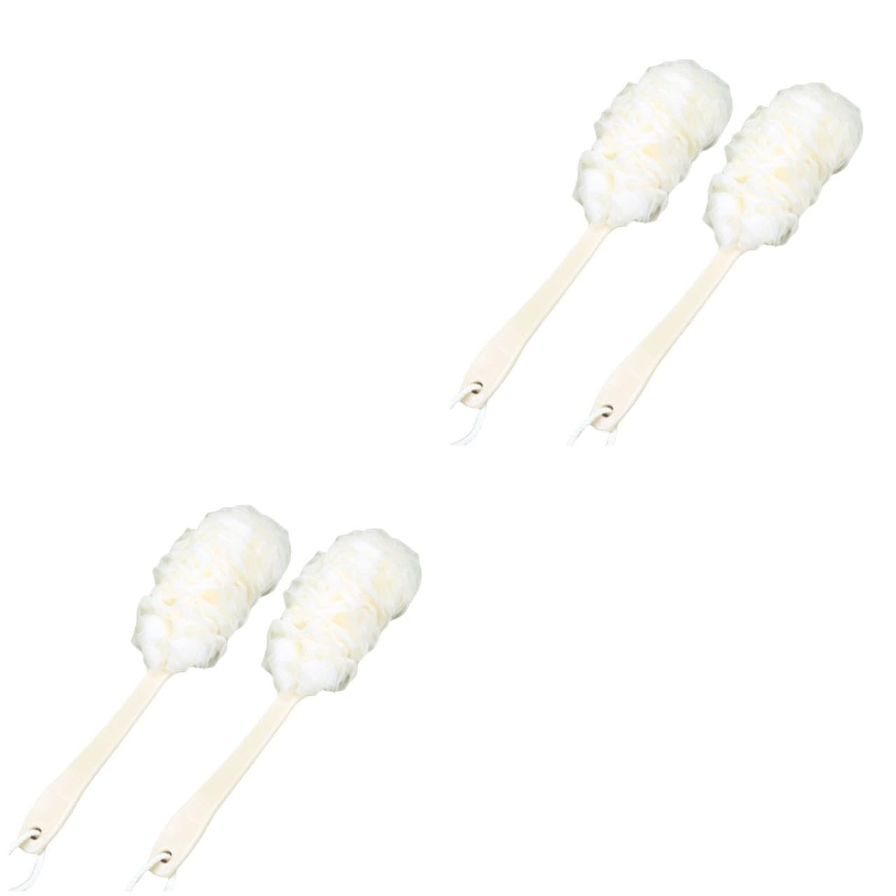 Healeved 4pièces Brosse De Bain à Manche Brosse Exfoliante Pour Corps Idéale Pour Gommage Confortable Accès Facile Couleur Blanche