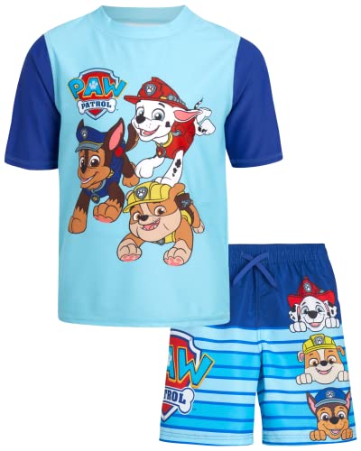 Nickelodeon Boys? Paw Patrol Rash Guard Set ? Chase, Marshall Swim Shirt and Trunks (2T-7), Size 3T, Paw Patrol Blue Stripe Nickelodeon Boys? Paw Patrol Rash Guard Set ? Chase, Marshall Swim Shirt and Trunks (2T-7), Size 3T, Paw Patrol Blue Stripe