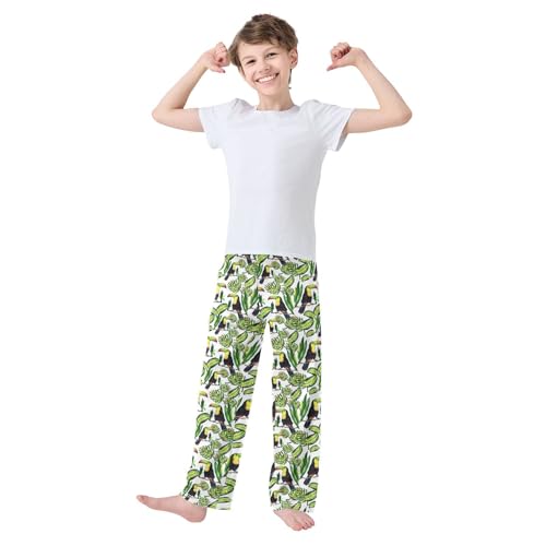 Aloha Parrot Boys Long Pants Soft Trousers Elastic Waist Kids Lounge Bottoms with Pockets S-XL2