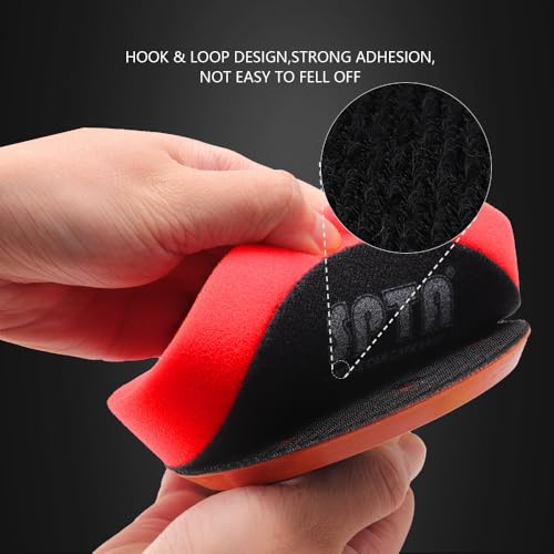 Image of Red T10 Ultra-Fine Finishing Foam Polishing Pads, SPTA 1Pcs 5.5 Inch Face for 5 Inch 125mm Backing Plate Compound Buffing Sponge Pads for Car Buffer Polisher Compounding, Polishing and Waxing- FPBFS5R