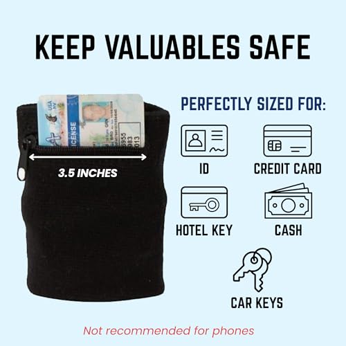Image of Suddora Zipper Wrist Pouch - Sweatband /Wristband Wallet for Keys, ID, Cards, Cash