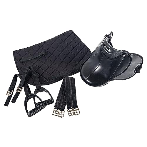 PFIFF 103106 Sattelset für Shettys oder Holzpferde, Komplettset, Kindersattel, Schwarz