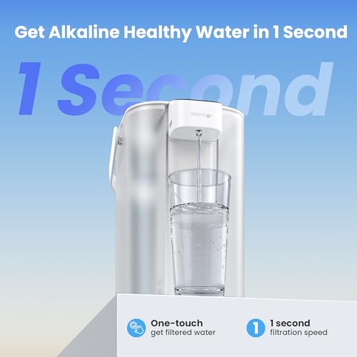 Image of Waterdrop ED01AW Alkaline Electric Water Filter Pitcher, 15-Cup, White | Rechargeable Water Dispenser with 1 Filter, Instant 200-Gallon Countertop Purifier, Reduce PFOA /PFOS, Chlorine, Lead