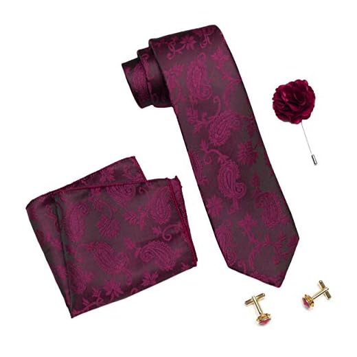 Axlon Men's Micro Polyester Necktie Set with Pocket Square, Lapel Pin and Cufflinks (Burgundy, Free Size)