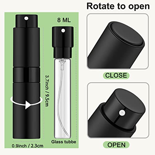 Beieverluck 15 Pieces 8ML Travel Perfume Atomizer Refillable Perfume Bottle Portable Cologne Sprayer for Perfume Women Men, Black2