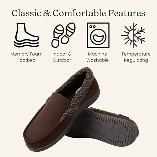 Image of Dearfoams Men's Eli Microfiber Indoor /Outdoor with Whipstitch Detail Suede Moccasin Slipper