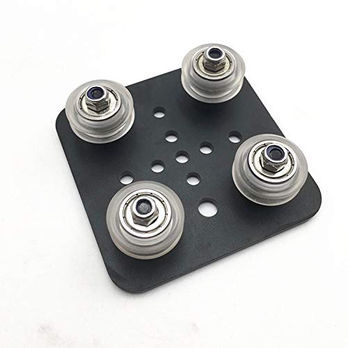 Lysee 3D Printer Parts & Accessories - Aluminum Alloy Open Rail Gantry Plate 20mm Wheeled kit - (Size: with Black Wheels)