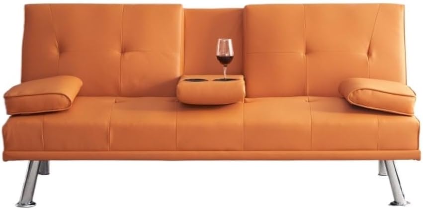 67" Leather Multifunctional Folding Sofa Bed for Office with Coffee Table for Indoor Livingroom Furniture