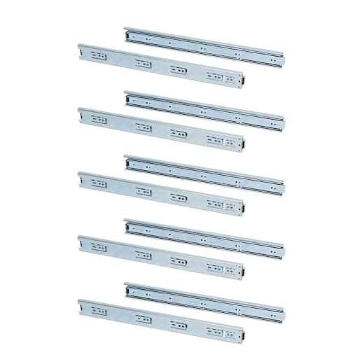 Emuca Set lådlådor, hel utdrag med rullar 45 x 300 mm, parti med 5, förzinkad, 300 mm