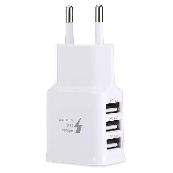AST Works Durable Safe 3 Ports 5V 2A 3 USB Ports USB Power Travel Charger Adapter- EU Plug