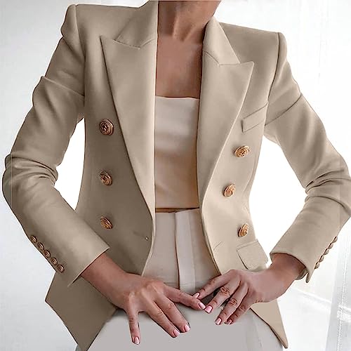 Blazers for Women Business Casual Gold Button Work Office Jackets Blazer Open Front Long Sleeve Tops Lapel Jacket Outfits2