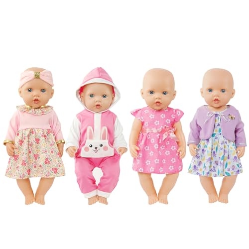 Aolso Baby Doll Clothes for 14-18 Inch/35-45 cm Dolls, 4-packs New Doll Clothes Outfits for Girls Birthday - Image 2