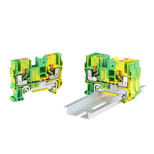 PT6-PE 5Pcs Din Rail Ground Terminal Block Ground Spring Feed Through Connection Push in Screwless Wire Conductor