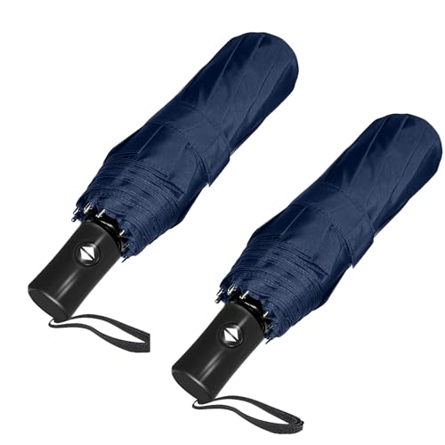 Image of SIEPASA Two Pack The Original Portable Travel Umbrella - Umbrellas for Rain Windproof, Compact Umbrella for Wind and Rain, Backpack, and On-the-Go.(Navy Blue & Navy Blue, 2 Pack)