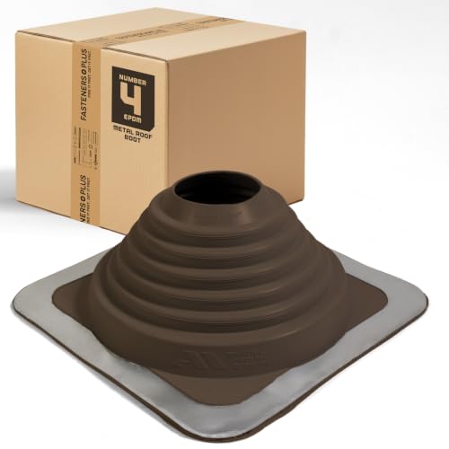 Fasteners Plus #4 Square EPDM Metal Roof Pipe Flashing Boot