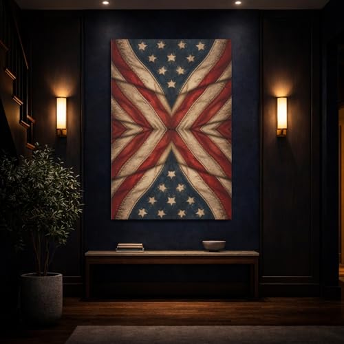 Drapeau américain vintage tableau grand format 40x60 vertical - 4