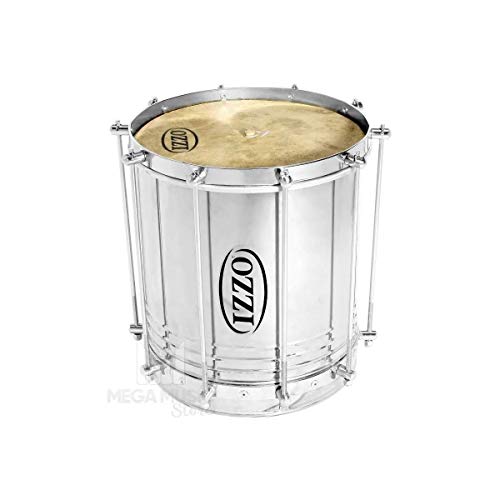 Cuica 10 Polegadas X 30cm Izzo Aço Inox Pele Couro Animal