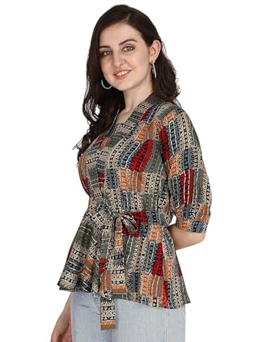 Image of OM SAI LATEST CREATION Women Solid Western Top with Half Sleeves for Office Wear, Casual Wear, Top for Women.