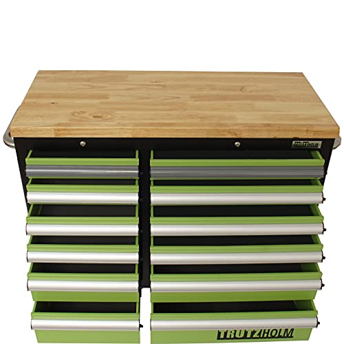 TRUTZHOLM® Werkstattwagen Deluxe 2 x 6 Schubladen leer | hochwertige Massivholz Arbeitsfläche | Werkzeugwagen | Werkbank – Bild 7