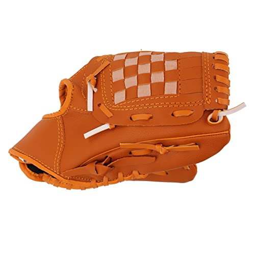 PVC Brown Baseball Pitcher Mitt, Sport Baseball Gloves for Training, Lightweight Durable Catching Glove with Comfort Fit for Children and Adults, Outdoor Throwing (10.5 Inch)