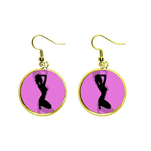 Pendientes dorados para mujer con diseño de gota y eslabón largo