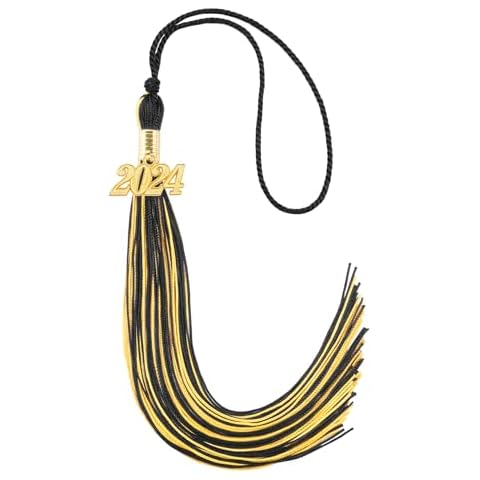 2024 Graduation Tassel, Academic Graduation Cap Tassel 2024, 2024 Tassel Graduation, 2024 Tassel with 2024 Year Gold Date Charms for 2024 Grads, Graduates Graduation Cap Hat Decorations, Black Gold Cover