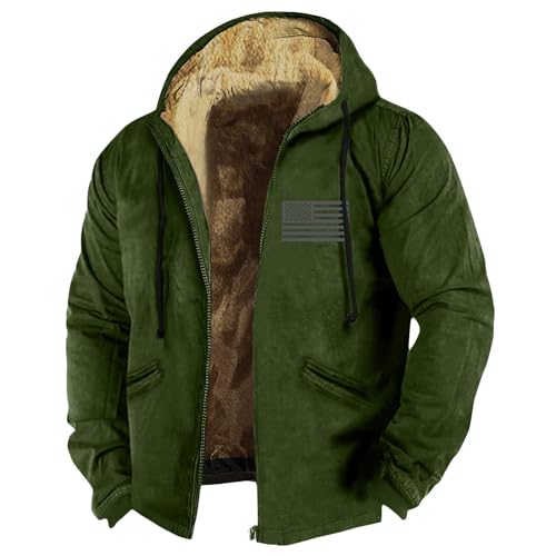 Men Zipper Hoodie Coat Thick Warm Winter Heavyweight Fleece Lined Jackets Sherpa Hooded Sweatshirt M-7XL