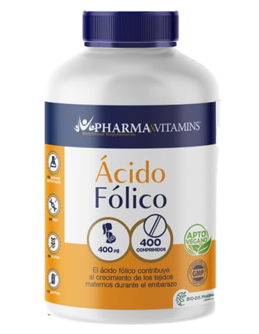 Acido folico | 400 mcg | 400 comprimidos | Vitaminas preconcepción y embarazo | veganos y sin aditivos