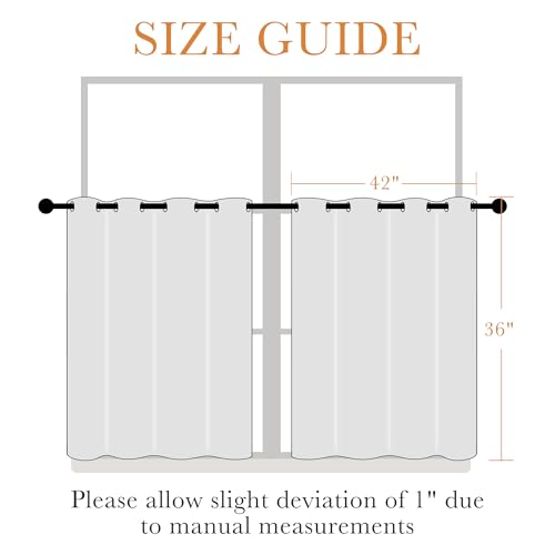 Image of PONY DANCE Kitchen Window Curtains Short 36 inch Length, Blackout Privacy Half Window Drapes for Bedroom Bathroom Dining Living Room Cafe Office(2 Panels, W 42 x L 36 inches, Mocha)