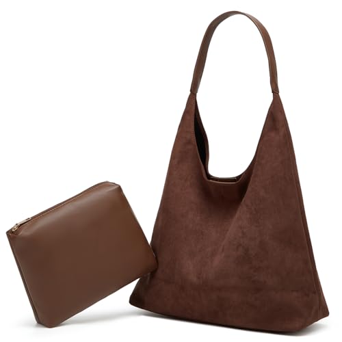 Image of 2 Pcs Slouchy Hobo Bags Women Suede Crescent Satchels Shoulder Bag Crossbody Purse Top-handle College Tote Handbag 2026