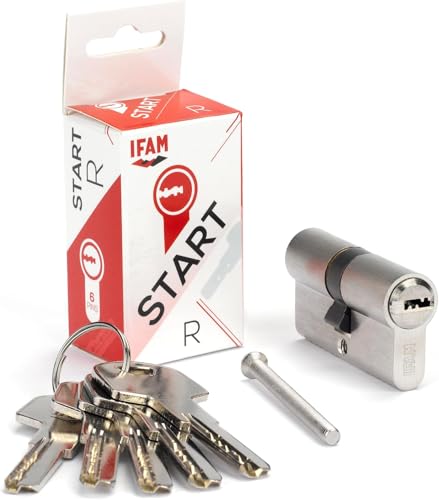 IFAM Cilindro Puertas Start-R, 30x30mm, Leva 15mm, Bombín Cerradura de Seguridad con 6 Pitones de Acero, Incluye 5 Llaves Reversibles, Sistema Antiganzúa y Antitaladro, Perfil Europeo, Acabado Níquel