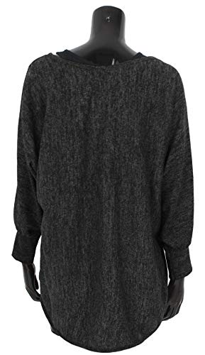 Emma & Giovanni - Damen Oversize Oberteile Tshirt/Pullover (2 Stück) / Made In Italy, XL-XXL, Schwarz