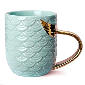VANUODA Mermaid Coffee Mug, Ceramic Cup with Tail Handle, Presents for Women Mom Grandma Girls Wife Friend Her – Gift…