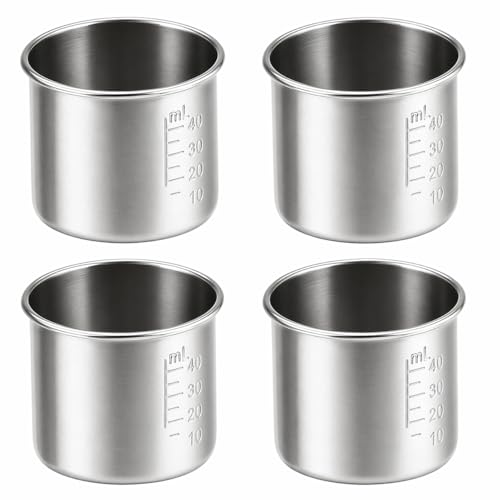 Image of DECHOUS 4Pcs Stainless Steel Graduated Medicine Cups: 1.35oz(40ml) Portable Reusable Measuring Cups for Pills and Liquid Medication, Home and Lab