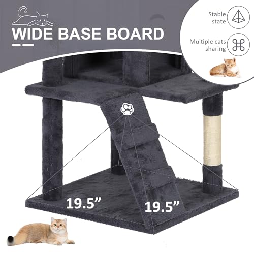 Torre para gatos 62 pulgadas vertical gris oscuro miniatura 6