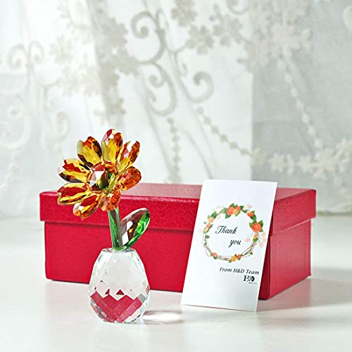 Qf Crystal Sunflower Figurine Table Crystal Flower Collectible Ornament Home Decoration Souvenir Gifts (Sunflower) #TOP6