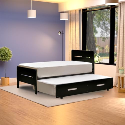 Opiniones de Cama Matrimonial Con Individual Abajo los 5 más buscados. 44 ATLAS DEL DESCANSO Cama Doble Individual Juno | Cama Baja Deslizable con Ruedas | Elaborado Madera De Pino y MDF | Cama Canguro Moderna y Minimalista | Ideal para Optimizar Espacio...