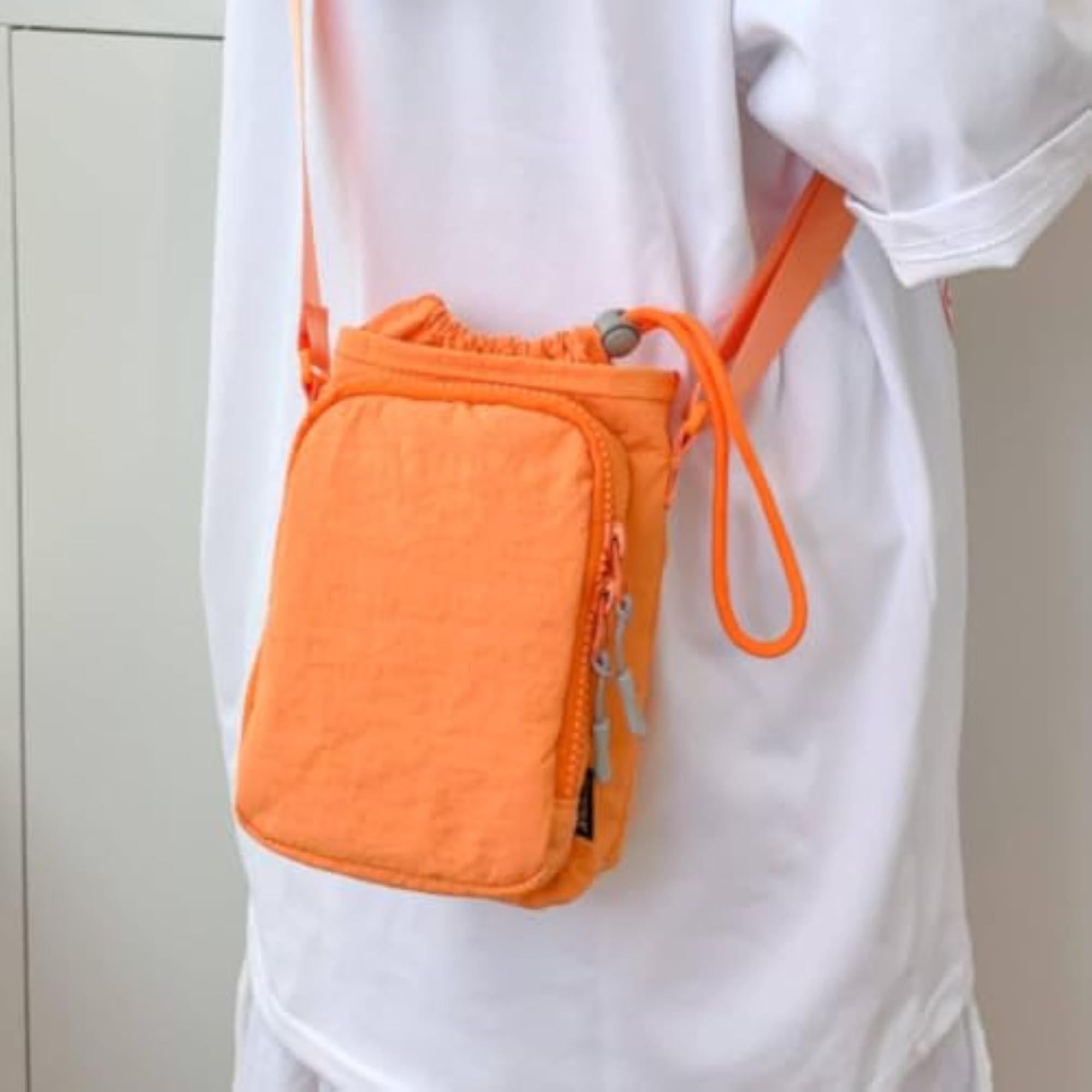 Textured Lightweight Zip Pocket Crossbody Bag