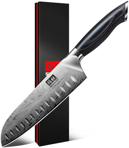 SHAN ZU Kitchen Santoku Knives 20cm in Powder Steel Japanese Chef...