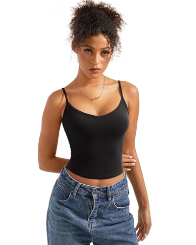 SUUKSESS Women Sexy V Neck Tank Tops Y2K Going Out Top Fitted Basic Cami Shirts4