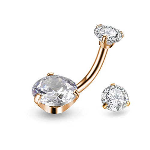 Gnoliew Belly Button Rings Round Cubic Zirconia Navel Barbell Stud Body Piercing3