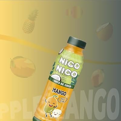 NICONICO COCONUT GEL JUICE DRINK-VARIETY PACK [16.9 fl oz, Pack of 12 (3 bottle of each Mango/Lychee/Strawberry/Pineapple)] Refreshing 30% Fruit Juice Drink with Coconut Gel