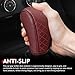 Foelony Car Gear Shift Knob Protector, Leather Anti-Slip Anti-Scratch Breathable Automatic Transmission Shift Knob Cover with Velcro, Universal for Car SUV Truck (Red)