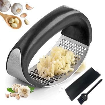 Garlic Mincer set Garlic Press Rocker Garlic Chopper Garlic Peeler with cleaning brush Innovative Kitchen tool Garlic grater Mincer tool Garlic smasher Kitchen essentials Clove crusher
