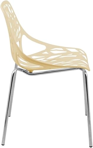 Miniatura 5 de LeisureMod Forest Modern - Silla de comedor con patas cromadas, juego de 4 (crema)