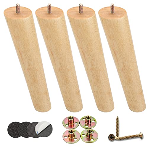 Linmagco 10 Inch Furniture Legs,Set Of 4 Replacement Sofa Feet, Perfect For Mid-Century Modern Furniture, Armchair,Cabinet,Dresser,Any Home Diy Projects, Solid Natural Wood… #TOP12