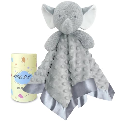 Image of Loveys for Babies, Soft Baby Security Blanket Lovies for Babies, Stuffed Animals Blankie for Newborn Infant with Baby Snuggle Toy, Boys Gilrs Gifts Grey Elephant Security Blanket 16 Inch
