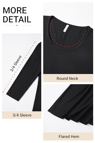 Image of ENMAIN Womens Tops 3 /4 Sleeve Tunic Tops Dressy Casual Plus Size Tunic To Wear With Leggings Swing Shirt Loose Fit Blouses